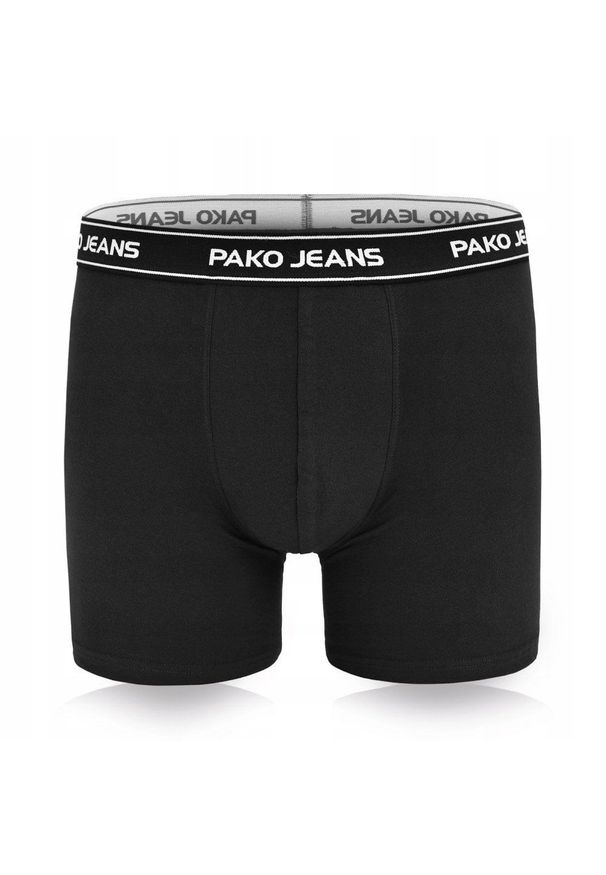 Bawełniane, Klasyczne Bokserki Męskie - Pako Jeans - Czarne. Kolor: czarny. Materiał: elastan, bawełna