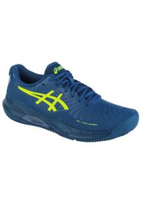 Buty do tenisa Asics Gel-Challenger 14. Zapięcie: sznurówki. Kolor: niebieski, wielokolorowy, żółty. Materiał: materiał, syntetyk, tkanina. Szerokość cholewki: normalna. Sport: tenis #1