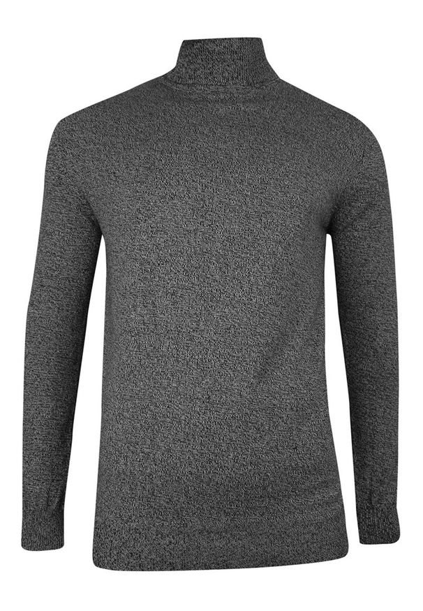 Golf Popielaty, Melanżowy, Elegancki, Klasyczny, Męski -Brave Soul- 100% BAWEŁNA. Typ kołnierza: golf. Kolor: szary. Materiał: bawełna. Wzór: melanż. Sezon: zima, jesień. Styl: klasyczny, elegancki