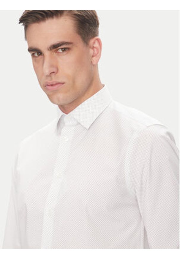 Calvin Klein Koszula LV019EU029 Biały Slim Fit. Kolor: biały. Materiał: bawełna