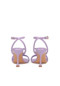 Kazar - Sandały na szpilce z licowej skóry. Nosek buta: otwarty. Zapięcie: pasek. Kolor: fioletowy. Materiał: skóra. Wzór: paski. Obcas: na szpilce. Wysokość obcasa: średni #7