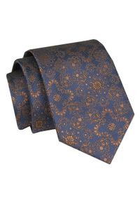 Alties - Krawat - ALTIES - Granat w Jasnobrązowy Wzór. Kolor: niebieski, brązowy, wielokolorowy, beżowy. Materiał: tkanina. Styl: elegancki, wizytowy
