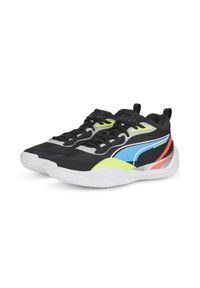 Buty halowe Puma Playmaker Pro. Kolor: wielokolorowy, czarny, zielony. Materiał: materiał, syntetyk, tkanina