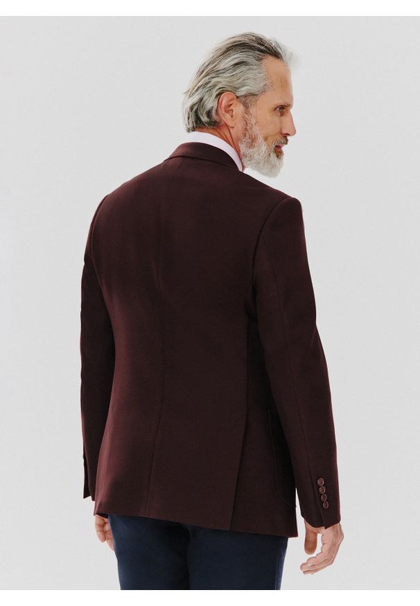 Pako Lorente - PAKO LORENTE – Burgundowa casualowa marynarka męska. Okazja: na co dzień. Kolor: czerwony. Materiał: wełna. Wzór: gładki. Styl: casual