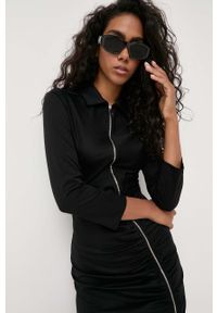 Karl Lagerfeld sukienka bawełniana kolor czarny maxi dopasowana. Kolor: czarny. Materiał: bawełna. Typ sukienki: dopasowane. Długość: maxi #2