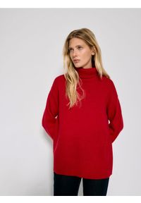 Reserved - Sweter z wełną - czerwony. Kolor: czerwony. Materiał: wełna #1