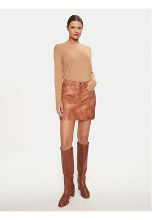 GANT - Gant Sweter 4803187 Beżowy Regular Fit. Kolor: beżowy. Materiał: bawełna