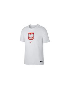 Nike - T-shirt sportowy z krótkim rękawem męski Poland Evergreen Crest Tee. Kolor: biały. Materiał: bawełna. Długość rękawa: krótki rękaw. Długość: krótkie