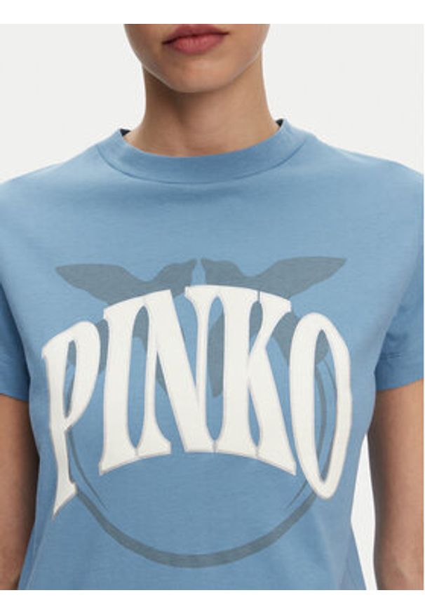 Pinko - PINKO T-Shirt Start Niebieski Regular Fit. Kolor: niebieski. Materiał: bawełna