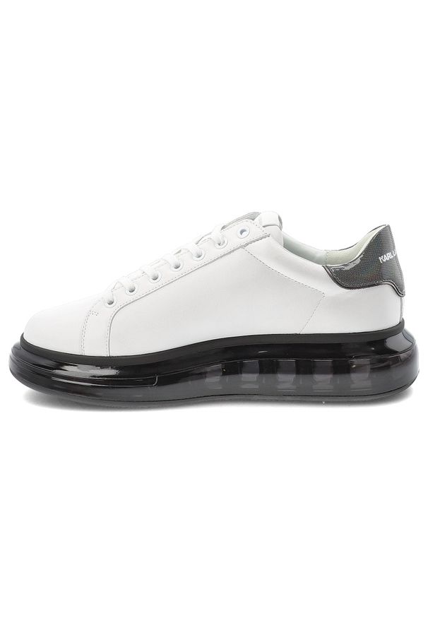 Białe Sneakersy Karl Lagerfeld Męskie Buty Sportowe Premium. Kolor: biały. Materiał: skóra. Szerokość cholewki: normalna