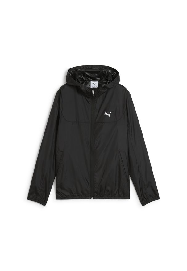 Puma - Młodzieżowa wiatrówka Essentials o standardowym kroju PUMA Black. Kolor: czarny. Materiał: guma. Wzór: nadruk. Sport: bieganie