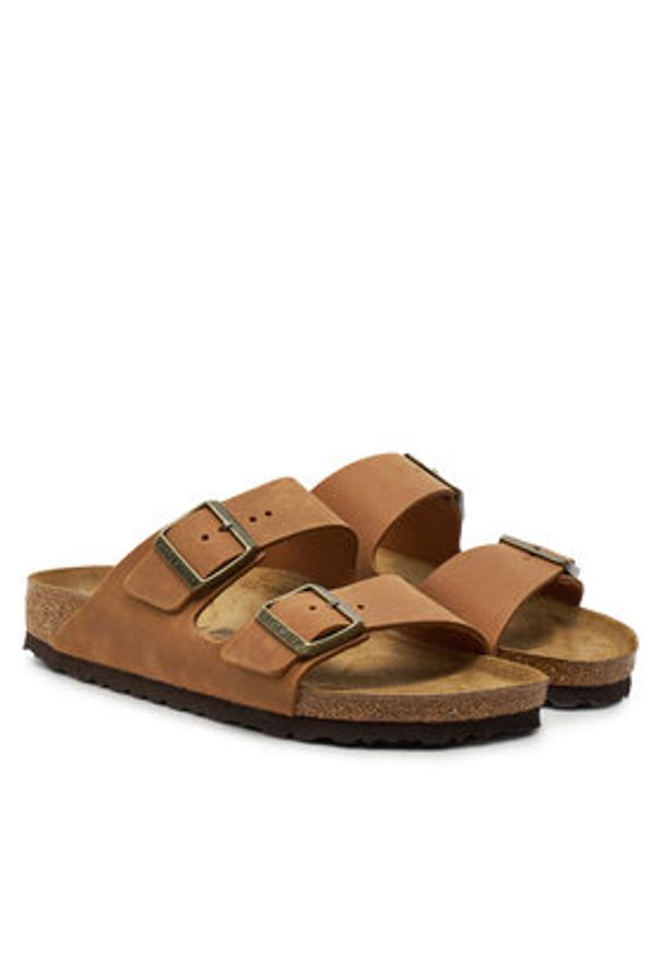 Birkenstock Klapki Arizona Leoi 1028401 Brązowy. Kolor: brązowy. Materiał: skóra