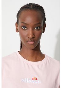 Ellesse t-shirt bawełniany kolor różowy SGB06838-Black. Kolor: różowy. Materiał: bawełna. Wzór: aplikacja #5