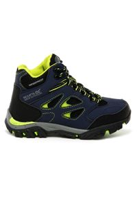 Regatta - Dziecięce buty trekkingowe Holcombe IEP. Kolor: niebieski. Materiał: poliester. Sport: turystyka piesza
