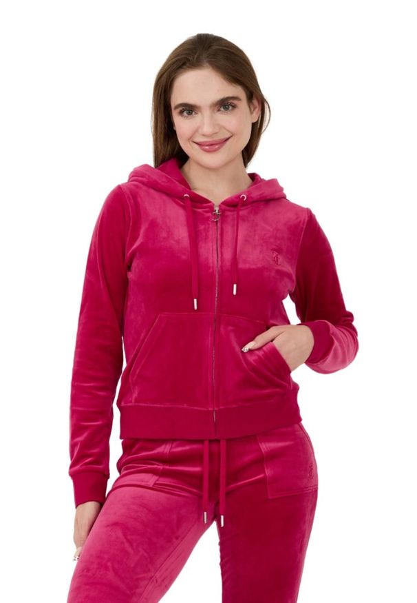 Juicy Couture - JUICY COUTURE Czerwona damska bluza Robertson Hoodie, Rozmiar M. Kolor: czerwony
