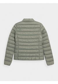 4f - Kurtka puchowa z wypełnieniem syntetycznym damska - miętowa. Okazja: na co dzień. Typ kołnierza: kołnierzyk stójkowy. Kolor: turkusowy. Materiał: syntetyk, puch. Długość: długie. Wzór: jodełka. Styl: sportowy, klasyczny, casual, elegancki #2