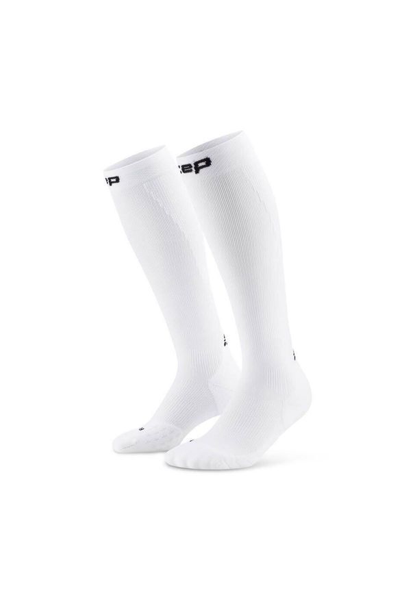 Męskie długie skarpety kompresyjne sportowe Core Run wysokie CEP. Kolor: biały. Materiał: poliamid, elastan. Sport: bieganie