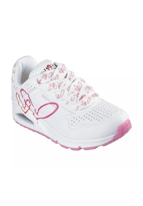 skechers - Adidasy Skechers Uno - Twin Hearts, Kobiety. Kolor: biały. Materiał: materiał, skóra ekologiczna