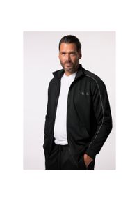 JAY-PI - Męska Bluza dresowa fitness ze stójką QuickDry do 7 XL. Typ kołnierza: kołnierzyk stójkowy. Kolekcja: plus size. Kolor: czarny. Materiał: poliester, materiał. Sport: fitness