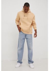Karl Kani bluza męska kolor beżowy z kapturem z aplikacją. Typ kołnierza: kaptur. Kolor: beżowy. Wzór: aplikacja #4