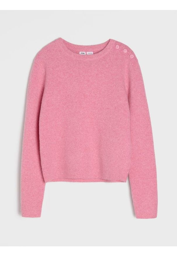 Sinsay - Sweter z domieszką wełny - różowy. Kolor: różowy. Materiał: wełna