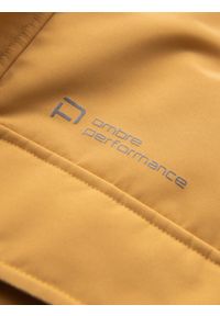 Ombre Clothing - Długa ocieplana męska kurtka z odblaskowymi elementami – żółta V2 - Rozmiar: XXL. Typ kołnierza: kołnierzyk stójkowy, kaptur. Kolor: żółty. Materiał: guma, syntetyk, poliester, materiał. Długość: długie. Wzór: aplikacja, nadruk #5