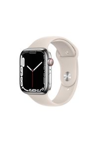 APPLE Watch Series 7 GPS + Cellular, 41mm Silver Stainless Steel Case with Starlight Sport Band - Regular. Styl: sportowy #1