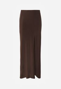 Born2be - Brązowa Satynowa Spódnica Maxi Shapas. Stan: podwyższony. Kolor: brązowy. Materiał: satyna #3