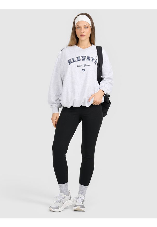 4f - 4F Bluza dresowa nierozpinana bez kaptura damska - szara M. Okazja: na co dzień. Typ kołnierza: bez kaptura. Kolor: szary. Materiał: dresówka. Wzór: nadruk. Styl: casual. Sport: fitness
