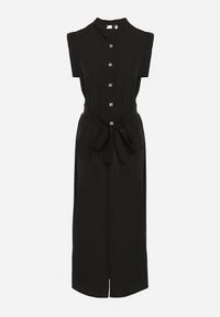 Born2be - Czarna Sukienka Koszulowa o Rozkloszowanym Kroju z Wiązaniem w Pasie Mavirielle. Okazja: na co dzień. Typ kołnierza: dekolt w serek. Kolor: czarny. Materiał: skóra. Długość rękawa: długi rękaw. Typ sukienki: koszulowe. Styl: casual, elegancki #2