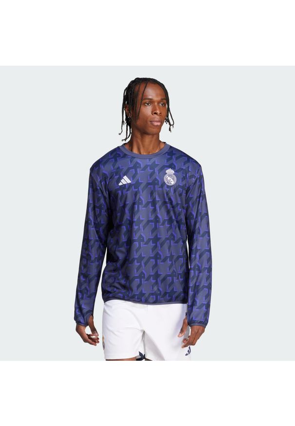 Adidas - Koszulka Real Madrid Pre-Match Warm. Kolor: niebieski. Materiał: materiał