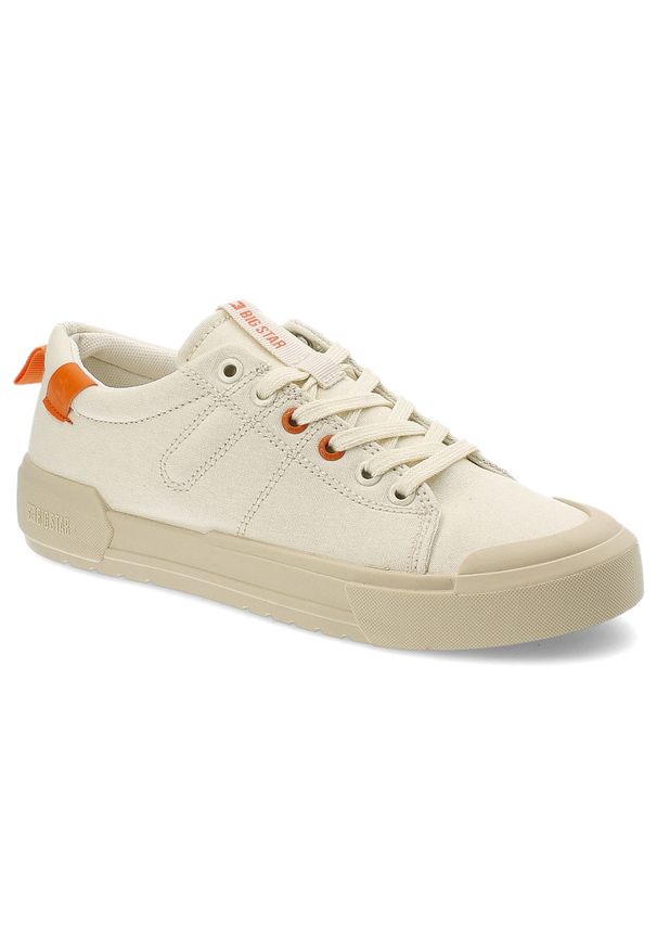 Big-Star - Beżowe Trampki Big Star Sportowe Obuwie Damskie. Okazja: na co dzień. Kolor: beżowy. Materiał: materiał. Styl: sportowy