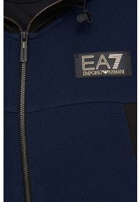 EA7 Emporio Armani bluza męska kolor granatowy z kapturem z aplikacją. Typ kołnierza: kaptur. Kolor: niebieski. Wzór: aplikacja #2