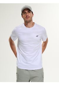 4f - 4F T-shirt regular z nadrukiem męski - biały S. Okazja: na co dzień. Kolor: biały. Materiał: jeans, dresówka, bawełna, dzianina. Wzór: nadruk. Styl: casual, klasyczny #1