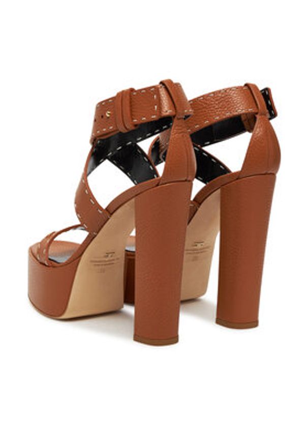 Elisabetta Franchi Sandały SA-08L-52E2-V580 Brązowy. Kolor: brązowy. Materiał: skóra