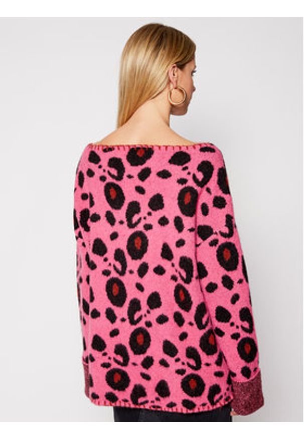 One Teaspoon Sweter Lepopard 23611 Różowy Regular Fit. Kolor: różowy. Materiał: syntetyk