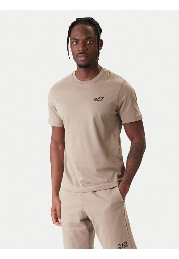 EA7 Emporio Armani T-Shirt 8NPT25 PJVPZ U6167 Beżowy Regular Fit. Kolor: beżowy. Materiał: bawełna