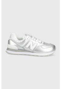 New Balance buty WL574LA2 kolor srebrny. Nosek buta: okrągły. Zapięcie: sznurówki. Kolor: srebrny. Materiał: guma. Model: New Balance 574