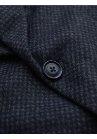 Ombre Clothing - Rozpinany męski płaszcz z wełną – granatowy V1 - Rozmiar: XXL. Kolor: niebieski. Materiał: wełna. Sezon: zima. Styl: elegancki #9