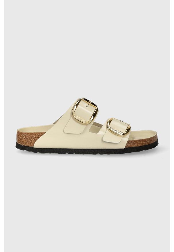 Birkenstock klapki skórzane Arizona damskie kolor beżowy 1026128. Kolor: beżowy. Materiał: skóra
