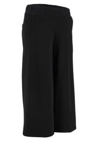 Spodnie dresowe culotte 7/8 z bawełny organicznej, Level 1 bonprix czarny. Kolor: czarny. Materiał: materiał, bawełna, dresówka. Styl: sportowy #1