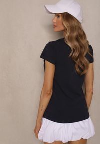 Renee - Granatowy Basicowy T-shirt z Bawełny Mevolena. Okazja: na co dzień. Kolor: niebieski. Materiał: bawełna. Styl: klasyczny, casual #4