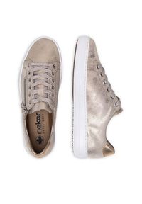 Rieker Sneakersy L59L8-62 Złoty. Kolor: złoty. Materiał: zamsz, skóra #5