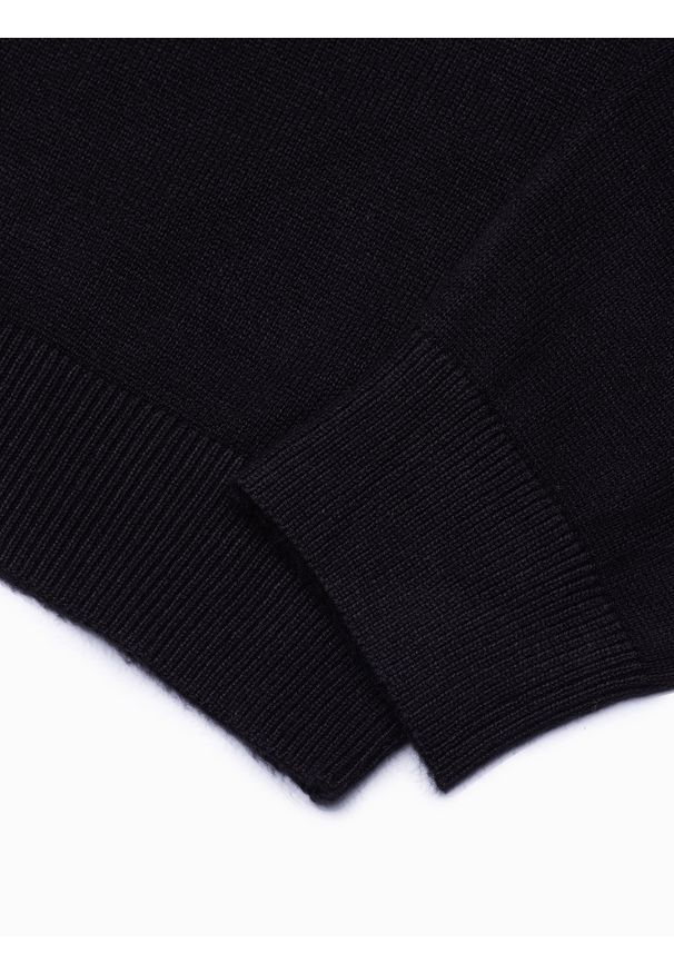 Ombre Clothing - Sweter męski z półgolfem o gładkiej strukturze - czarny V1 E178 - XXL. Kolor: czarny. Materiał: nylon, wiskoza. Wzór: gładki