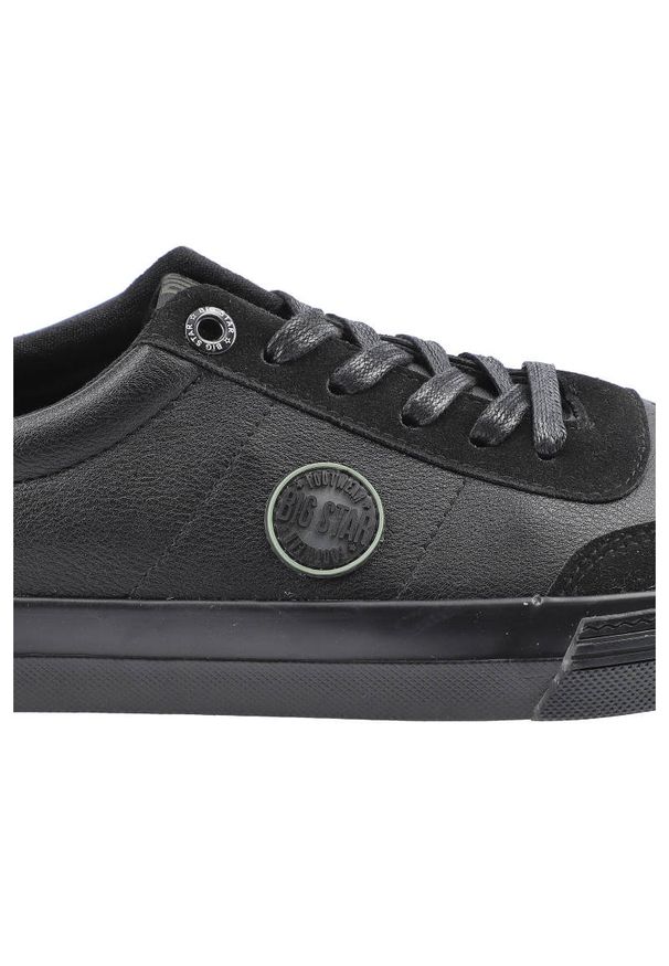 Big-Star - Czarne Trampki Big Star Męskie Modne Buty. Okazja: na co dzień. Kolor: czarny. Materiał: skóra ekologiczna, materiał. Szerokość cholewki: normalna. Wzór: moro, aplikacja. Styl: militarny, klasyczny, casual