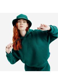 Decathlon - Bluza z kapturem damska Elementals. Typ kołnierza: kaptur. Kolor: zielony. Materiał: tkanina, elastan, prążkowany, bawełna, materiał, poliester