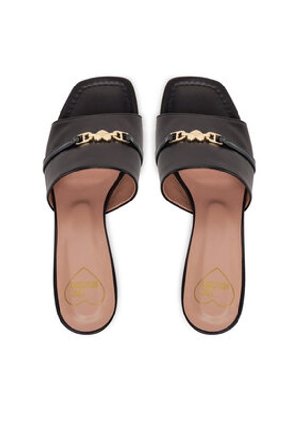 Love Moschino - LOVE MOSCHINO Klapki JA28075G1MIA400A Czarny. Kolor: czarny. Materiał: skóra