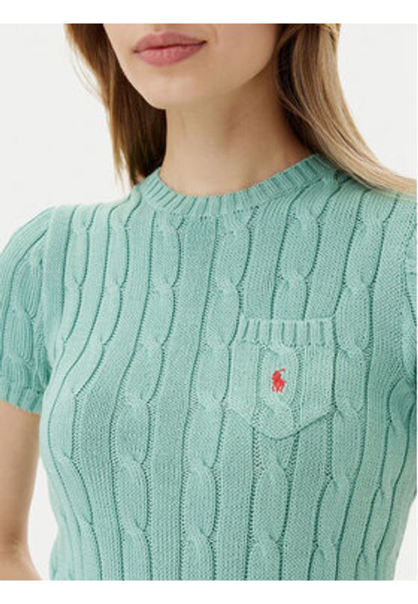 Polo Ralph Lauren Sweter 211895379018 Zielony Slim Fit. Typ kołnierza: polo. Kolor: zielony. Materiał: bawełna