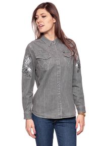 Wrangler - KOSZULA JEANSOWA DAMSKA WRANGLER L/S EAGLE DENIM SHIR GREY DENI W5178MR6E. Materiał: jeans, denim #10