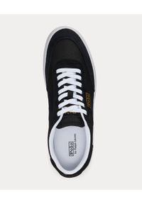 Ralph Lauren - RALPH LAUREN - Czarne sneakersy Court Low-Top. Nosek buta: okrągły. Kolor: czarny. Materiał: mesh, tkanina, guma, zamsz. Wzór: aplikacja. Obcas: na płaskiej podeszwie #3